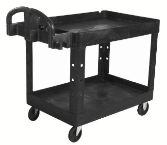Rubbermaid Commercial Executive Series Heavy-Duty 2-Shelf Utility Cart with Quiet Casters (1867535)