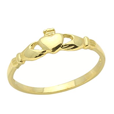 14K Gold Ring Claddagh Yellow Gold Ring Size 2 To 5