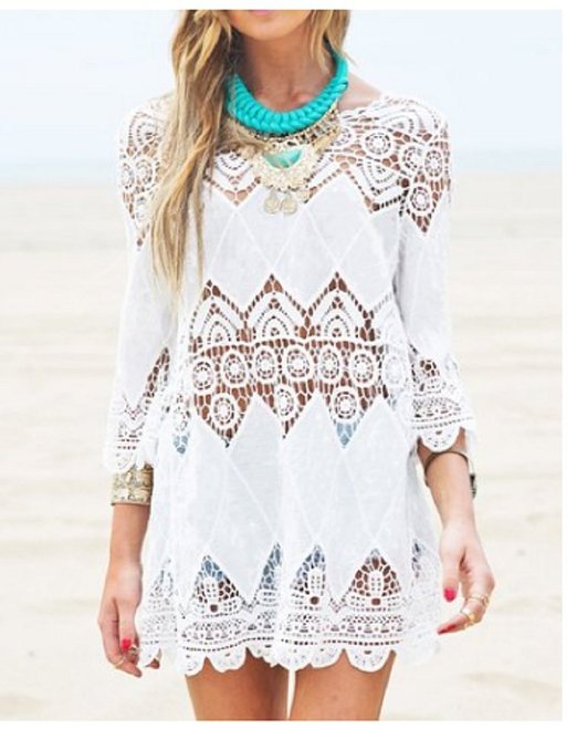 Women's Fashion Swimwear Crochet Tunic Cover Up / Beach Dress
