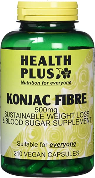 Health Plus Konjac Fibre 500mg (Glucomannan) Slimming and Weight Control Supplement - 210 Gelatin Free Capsules