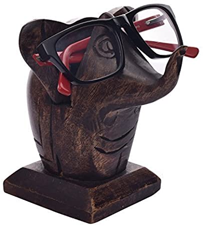 Father's Day Gifts Wooden Eyeglass Spectacle Holder Handmade Nose Shaped Stand for Office Desk Home Decor Gifts (Elephant)