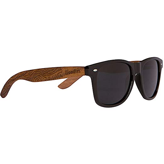 WOODIES Walnut Wood Polarized Sunglasses with Hippie Engraving