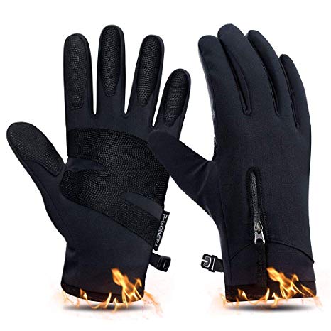 2019 Kekilo Winter PU Leather Waterproof Touchscreen Full Finger Gloves Men&Women Keep Warm,Windproof and Rainproof for Outdoor Activity,Skiing,Running,Cycling,Hiking etc.