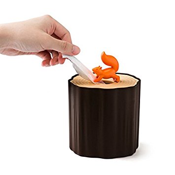 Cool Decorative Tissue Box Squirrel by Qualy Design Studio. Brown Color. Really Unique Tissue Dispenser. Work with Roll of Toilet Paper. Great Designer Gift for Creative People.