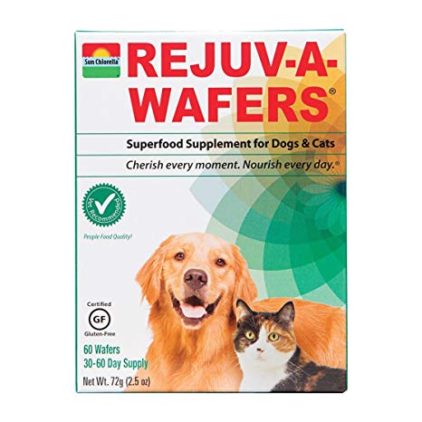 Sun Chlorella- Rejuv-A-Wafers- Chlorella & Eleuthero Superfood Supplement For Dogs And Cats (60 Wafers)