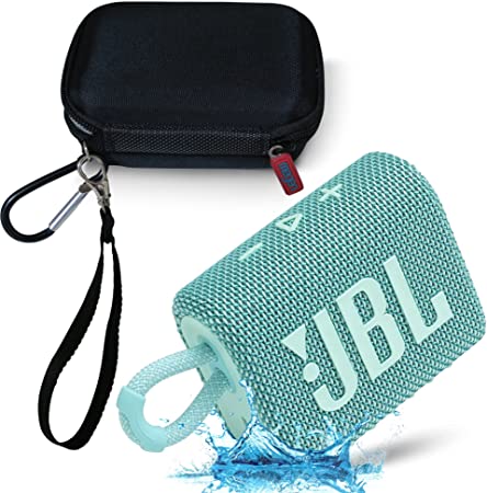 JBL GO 3 Waterproof Ultra Portable Bluetooth Speaker Bundle with Megen Hardshell Case (Teal)