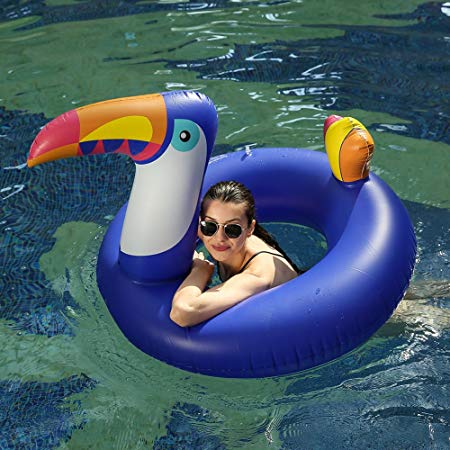 Giant Inflatable Toucan Pool Float - Happytime Summer Swim pool Lounger Inflatable Float with Rapid Valves Pool Party Toys for Kids