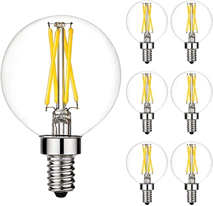 LiteHistory Dimmable e12 led Bulb g16.5 led Light Bulbs g16 Candelabra Bulbs 4W=40W Edison Bulb Daylight 5000K 400lm ac120v g50 Globe Light Bulbs for Chandelier,Vanity,Ceiling Fan Light Bulbs 6Pack