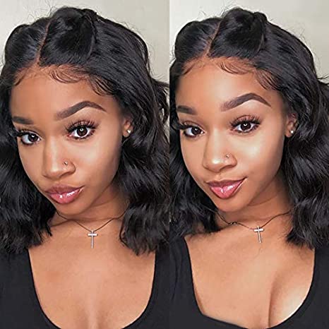 Body Wave Wig Lace Front Human Hair Wigs Pre Plucked Brazilian Lace Front Wig 130 Density Front Lace Wig (10 Inch)