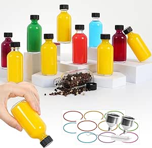 2 oz Glass Jars with Lids 12Pack- Portable Shot Bottles with Caps, Ginger Shots Bottles- Juice Shot Bottles with Caps (2 fl. oz, Set of 12)