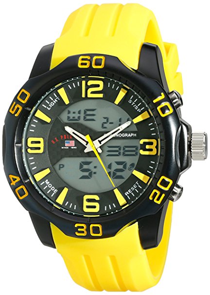 U.S. Polo Assn. Sport Men's US9512 Analog-Digital Display Analog Quartz Yellow Watch