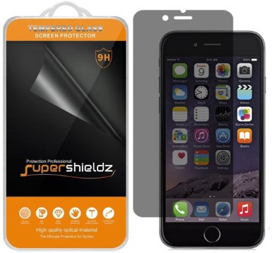 Supershieldz® iPhone 6 / 6S Privacy Anti-Spy Glass Screen Protector, [Tempered Glass] Ballistics 0.3mm 9H Hardness Featuring Anti-Scratch, Anti-Fingerprint, Bubble Free - Retail Packaging