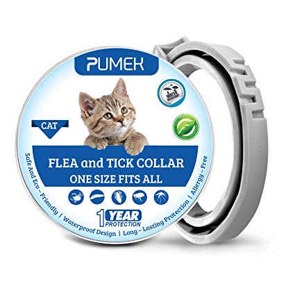 PUMEK Flea and Tick Control for Cats - 12 Months Flea Protection and Treatment for Cats - Natural Active Ingredients for Prevention - Easily Adjustable and Waterproof Design
