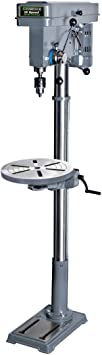 Genesis GFDP160 6.6 Amp 13" 5/8" Chuck 16-Speed Floor Stand Drill Press with Tilt Table, Heavy Cast Iron Base, Chuck Key, and Wrenches, Grey, 13-Inch