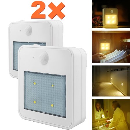 Closet LightWall Night LightsEonfine Motion Sensor Lights Battery Powered Stick-On Anywhere for Garages Warehouse Sheds Storage Room Warm WhitePack of 2