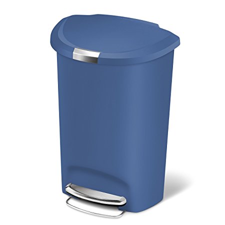 simplehuman Semi-Round Step Plastic Can, 50 L, Blue