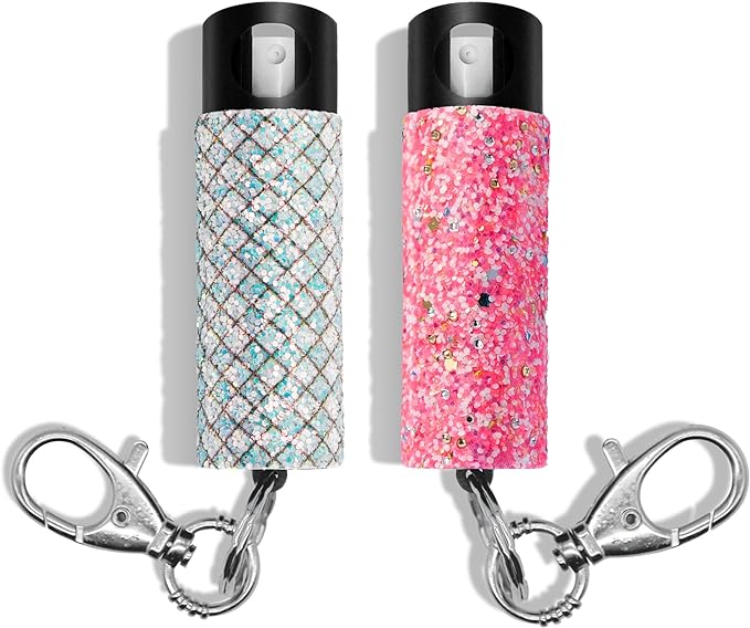 Guard Dog Security Bling it On Pepper Spray, Keychain with Safety Twist Top, Mini and Easy Carry, Lightweight and Fashionable, Maximum Police Strength OC Spray, 16 Feet Range