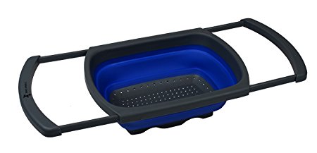 Kitchen Candy Collapsible Over the Sink Colander / Strainer, Blue