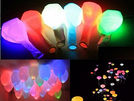15 Pack Multicoloured LED Illuminating Colour Changing Light Up Balloons for Weddings Parties Celebrations Decorations