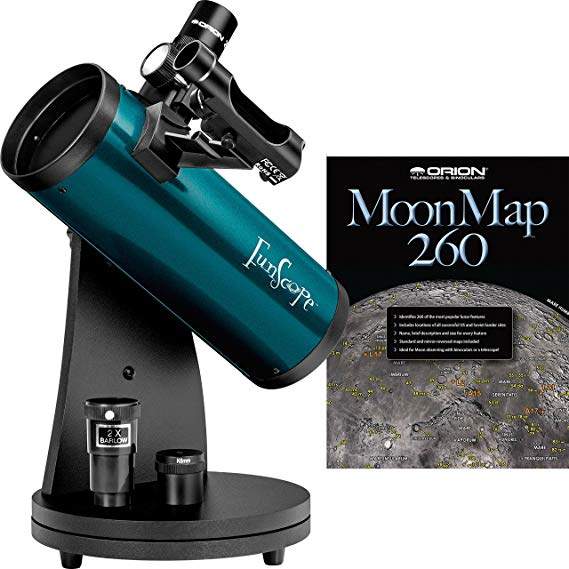 Orion 10033 FunScope 76mm Tabletop Reflector Telescope Moon Kit (Blue)