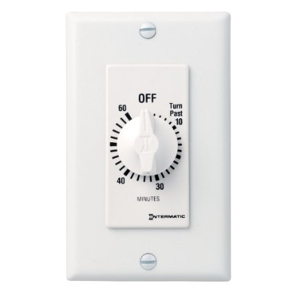 Intermatic FD60MWC 60-Minute Spring Loaded Wall Timer, White