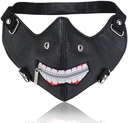 GelConnie Punk Leather Mask Motorcycle Biker Half Face Mask Anti-Dust Sport Mask