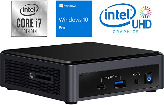 Intel NUC10i7FNK Mini PC, Intel Core i7-10710U Upto 4.7GHz, 8GB RAM, 1TB NVMe SSD, HDMI, Thunderbolt, Card Reader, Wi-Fi, Bluetooth, Windows 10 Pro