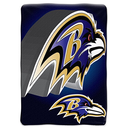 NFL Baltimore Ravens 60-Inch-by-80-Inch Micro Raschel Blanket, "Bevel" Design