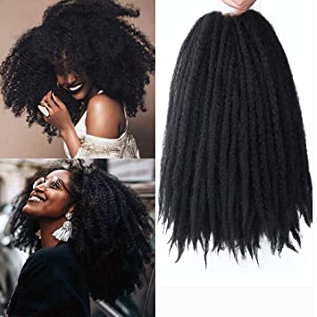 ALENTOO 4 Packs Marley Hair Afro Kinky Twist Crochet Hair Marley Hair for Twists 18inch Marley Twist Crochet Braids Synthetic Kinky Hair Extension(1B#)