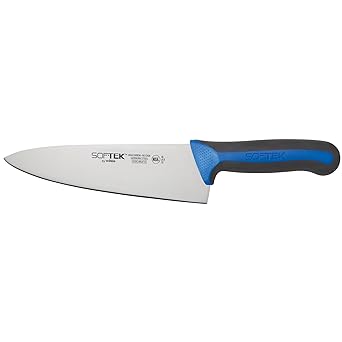 Sof-Tek, 8" Cook's Knife, Soft Grip Handle,Silver/Black/Blue