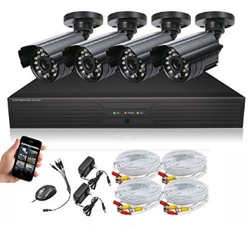 SEGUARD Surveillance Cameras system dvr kit security camera system 4 CH H264 FULL D1 DVR with 4 CamerasSupport Iphone Android WinCE view with all accessories HDD Not Included