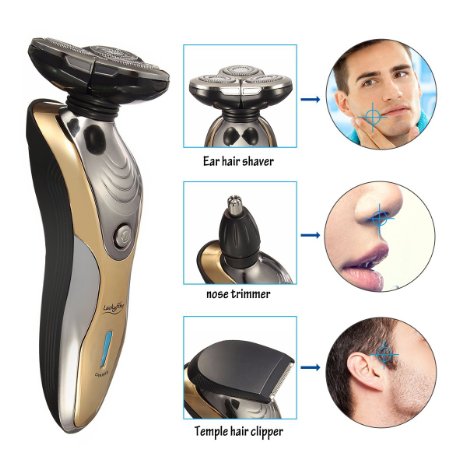 Shaver LuckyFine NEW 3D Floating Men's Electric Beard Shaver Rechargeable Washable Razor Cordless