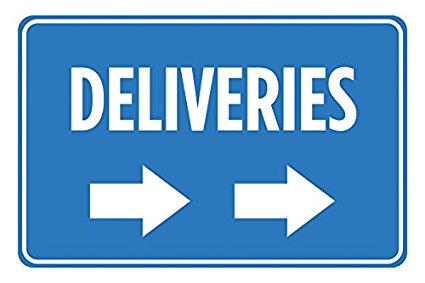 Deliveries Right Arrow Blue White Signs Poster Picture Wall Hanging Business Office Store Direction Sign - Aluminum Me