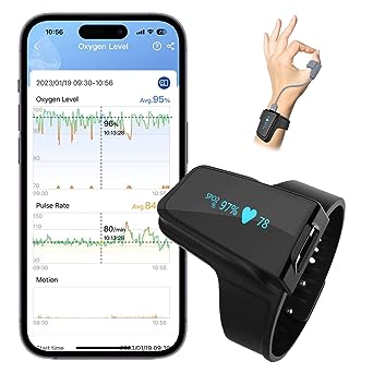 ViATOM Bluetooth Pulse Oximeter with Alarm,Wrist Blood Oxygen Saturation Monitor, Wearable Sleep Monitor for Heart Rate with Free APP and Shareable Report