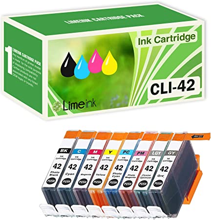 Limeink 8 Pack Compatible High Yield Ink Cartridges Replacement for CLI-42 (1 Black, 1 Cyan, 1 Magenta, 1 Yellow, 1 Photo C, 1 PM, 1 Gray, 1 Light Gray) for Canon PIXMA PRO-100 100 100S Pro100 CLI 42