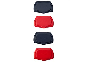 Be Bundles Snap Flip Lid, 4-Pack, Navy (2) / Red (2) - Add or Replace Your Wet Wipes Lid - Works on REFILLABLE wipes pouches and NON-REFILLABLE wipes packages! REUSABLE!