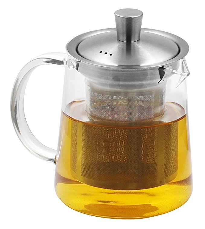 Teapot Superbpag 20 oz Borosilicate Glass Kettle with Stainless Steel Infuser and Lid