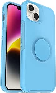 OtterBox   Pop Symmetry Series Slim Case for iPhone 14 Plus (ONLY) with PopSockets PopGrip - Non-Retail Packaging - (You Cyan This (Blue))