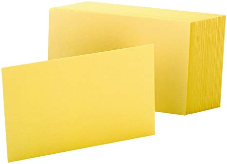 Oxford Blank Color Index Cards, 4" x 6", Canary, 100 Per Pack  (7420 CAN)
