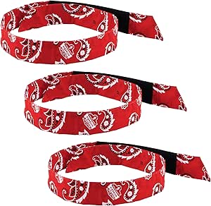 Ergodyne Chill Its 6705 Cooling Bandana, Evaporative Polymer Crystals for Cooling Relief, Quick and Secure Fit, 3-Pack