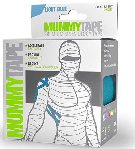MummyTape Premium Kinesiology Tape | Extra Sticky Waterproof Adhesive | 2 " x 16.4 ft Uncut Roll | Pro Grade Athletic Tape | Shoulder Knee Back Shin Splints Ankle Wrist & More. 100% Guaranteed.