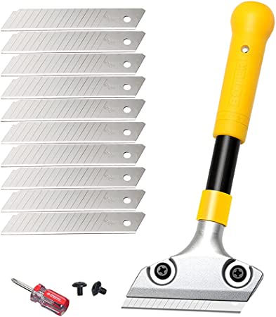 Yontree Heavy Duty Scraper with Long Handle Multipurpose Scraper Tool with Screwdriver for Scraping Paint, Wallpaper, Stickers, 4inch