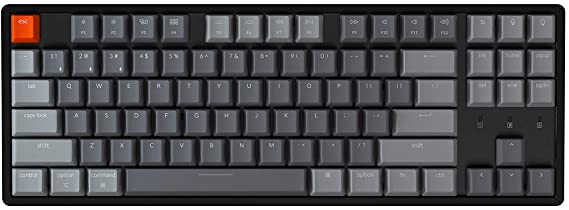 Keychron K8 Wireless Bluetooth/USB Wired Mechanical Keyboard, Tenkeyless 87 Keys RGB LED Backlit Gateron Blue Switch N-Key Rollover, Aluminum Frame for Mac and Windows