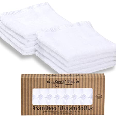 SWEET CHILD Bamboo Baby Washcloths (Bonus 8-Pack) - Premium Extra Soft