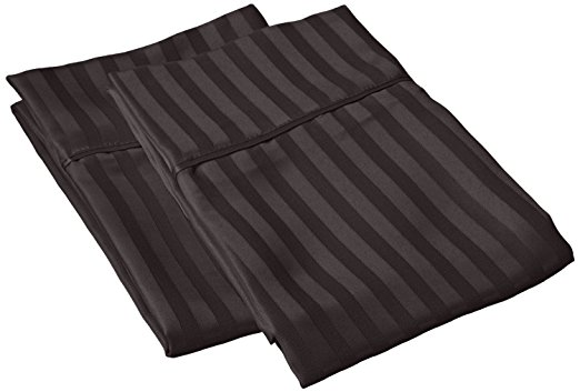 1500 Series 100% Brushed Microfiber King Pillowcase Set Stripe, Black - Super Soft and Wrinkle Resistant