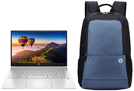 HP Pavilion 14 12th Gen Intel Core i7 16GB SDRAM/1TB SSD 14 inch(35.6cm) FHD,IPS & 100 Lightweight Backpack for 15.6-inch Laptop with Elastic and Padded Shoulder Straps (Black)