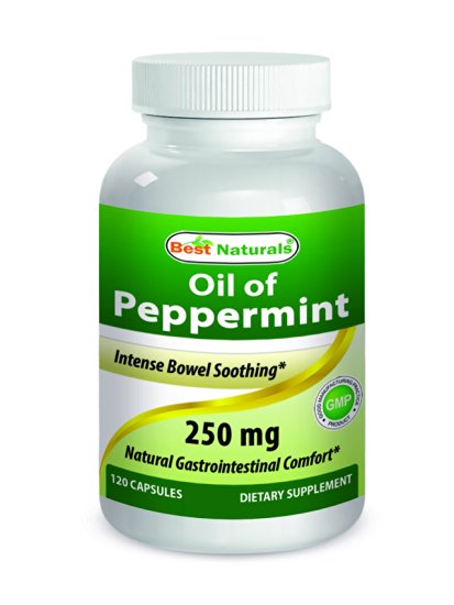 Best Naturals Peppermint Oil Bowel Soothing Dietary Supplement, 250 mg, 120 Capsules