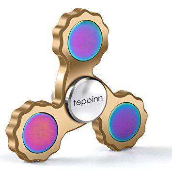 Tepoinn Fidget hand Spinner Toy - High Speed Stainless Steel Bearings - Perfect for Increasing Focus, Concentration, killing time . 2 To 5 Min Spin Times (colorful Metal B)