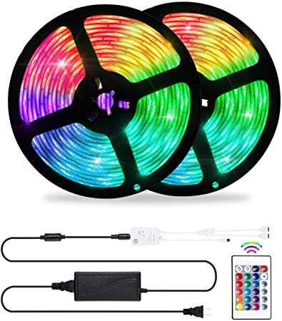 LED Strip Lights Sync to Music, OxyLED 32.8ft 10M 300LED Flexible RGB 5050 Color Changing Rope Lights with Remote Controller, IP65 Waterproof LED Tape Lights kit for Home, Bedroom, Kitchen, Bar, Party