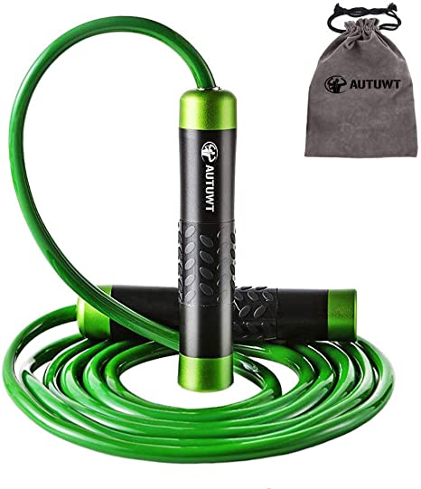 AUTUWT Weighted Skipping Rope 1LB,Heavy Jump Rope 3M Adjustable Length Bearing Tangle-Free Skipping Ropes For Adult Fitness,CrossFit, Boxing, MMA, Fitness Workout, Cardio Exercise